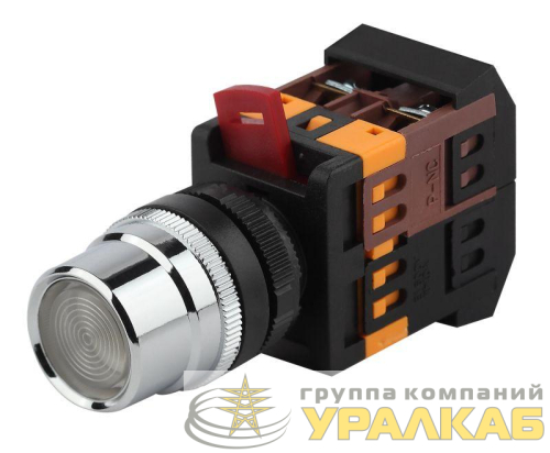 Кнопка ABLF-22 бел. d22мм неон/240В 1з+1р BBT10-ABLF-K01E ЭРА 