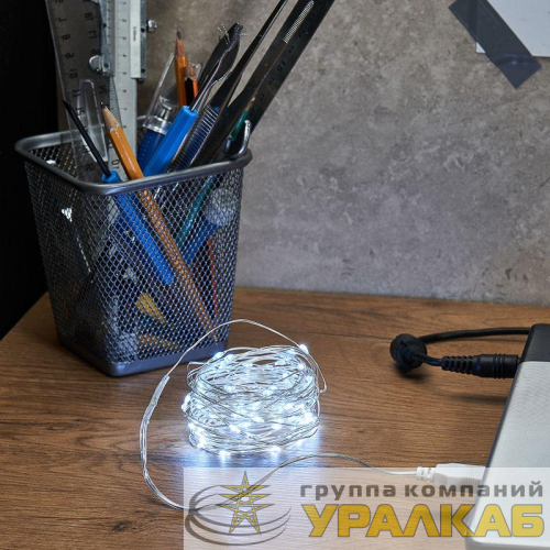 Гирлянда светодиодная "Роса" 10м 100LED бел. 1Вт IP20 USB Neon-Night 