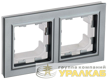 Рамка 2-м IP44 BRITE РУ-2-БрС-44 сталь IEK 