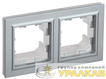 Рамка 2-м IP44 BRITE РУ-2-БрА-44 алюм. IEK 