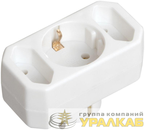 Разветвитель 3-м 16А IP20 Т-01/01-2 1-м кругл. + 2-м плоск. IEK 