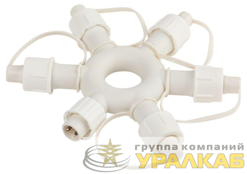 Разветвитель круговой 6 гнезд IP44 24В для гирлянд провод ПВХ Эра 
