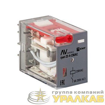 Реле промежуточное RPAt 22/4 5А 230В AC с кнопкой и мех. индикацией AVERES EKF 
