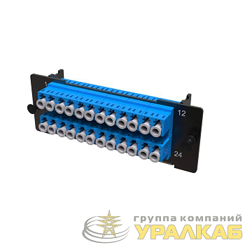 Планка адаптерная с установленными 12xLC Duplex адаптерами (aligned key)(цвет адаптера - синий) OS2 1 HU DKC 