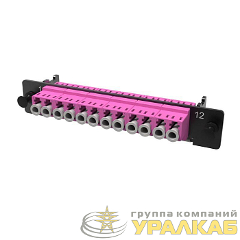 Планка адаптерная с установленными 6xLC Duplex адаптерами (aligned key)(цвет адаптера - пурпурный) OM4 1/2 HU DKC 