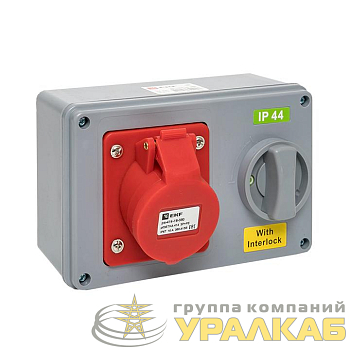 Розетка 1414 3Р+РЕ 16А 380В IP44 с блокировкой и выкл. EKF 