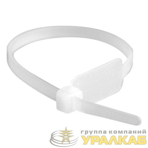 Хомут кабельный 4.8х300 полиамид бел. с табличкой 27х12.9 (уп.100шт) DKC 
