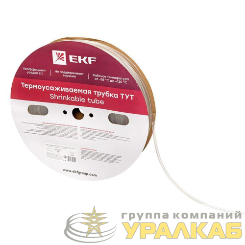 Трубка термоусадочная ТУТ 6/3 прозр. (уп.100м) PROxima EKF 