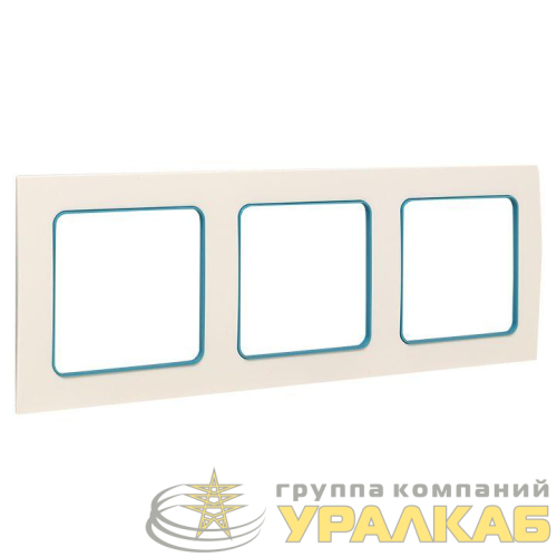 Рамка 3-м Стокгольм бел. с линией цвета син. PROxima EKF 