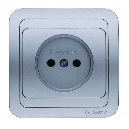 Розетка 1-м СП Mimoza 16А IP20 без заземл. серебр./серебр. Makel 