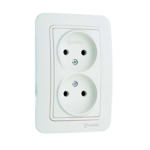 Розетка 2-м СП Lillium 16А IP20 без заземл. бел./бел. Makel 