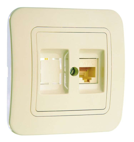 Розетка Lillium 16А IP20 CAT5e+гнездо крем/крем Makel 