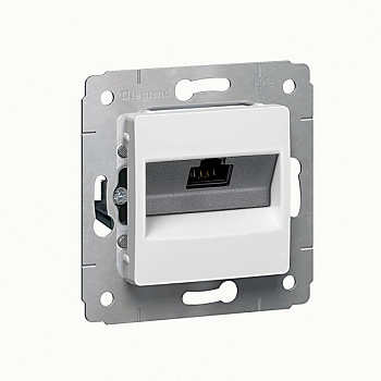 Механизм розетки комп. 1-м СП Cariva RJ45 CAT.6E бел. Leg 