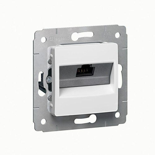 Механизм розетки комп. 1-м СП Cariva RJ45 CAT.6E бел. Leg 