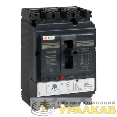 Выключатель автоматический 3п 160/32А 36кА ВА-99C Compact NS PROxima EKF 