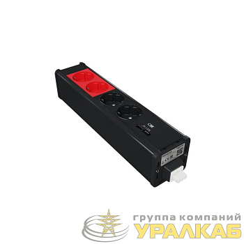 Блок Unica System+ 2хРозетка бел. + 2хРозетка красн. + 2хUSB типа A/C антрацит SchE 