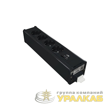 Блок Unica System+ 4хРозетка (2К+З) и 2хUSB A/C антрацит SchE 