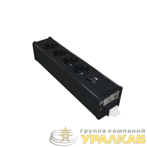 Блок Unica System+ 4хРозетка (2К+З) и 2хUSB A/C антрацит SchE 