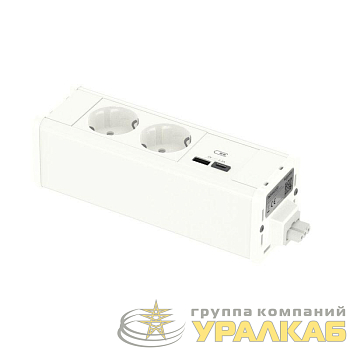 Блок Unica System+ 2хРозетка (2К+З) и 2хUSB A/C бел. SchE 
