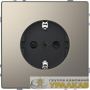Розетка 1-м СП Merten D-Life 16А IP44 с заземл. защ. шторки SD никель SchE 