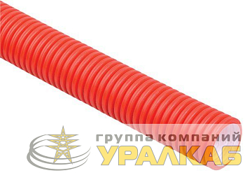 Труба гофрированная двустенная ПНД/ПВД d50мм красн. (уп.50м) IEK 