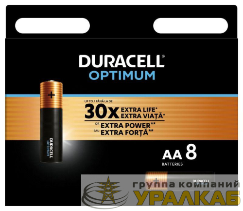 Элемент питания алкалиновый АА 1.5В LR6-8BL Optimum 5014069 (блист.8шт) Duracell 