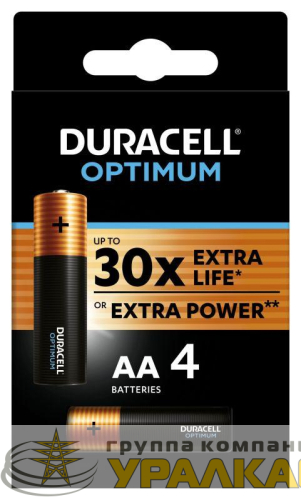 Элемент питания алкалиновый АА 1.5В LR6-4BL Optimum 5014061 (блист.4шт) Duracell 