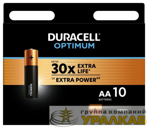 Элемент питания алкалиновый АА 1.5В LR6-10BL Optimum 5014071 (блист.10шт) Duracell 
