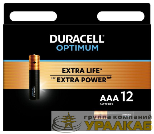 Элемент питания алкалиновый ААА 1.5В LR03-12BL Optimum 5014074 (блист.12шт) Duracell 
