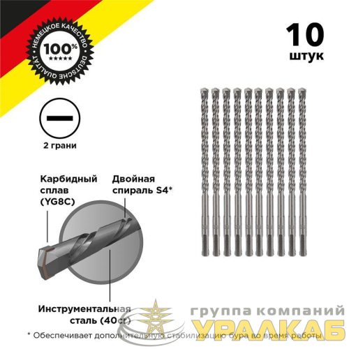Бур по бетону 8x160мм SDS PLUS (уп.10шт) Kranz 
