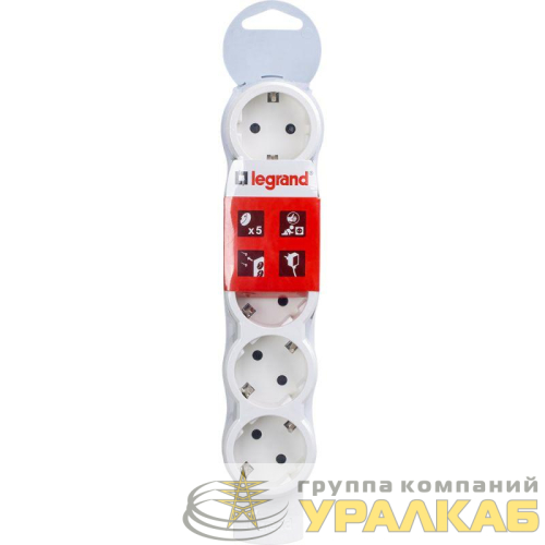 Колодка удлинителя 5-м с заземл. 16А IP20 Стандарт 5х2P+E без кабеля Leg 