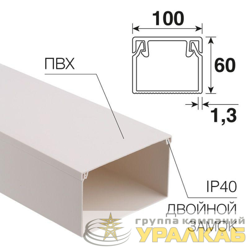 Кабель-канал 100х60 L2000 бел. Rexant 