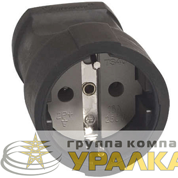 Розетка переносная 16А 250В с заземл. ПВХ-облив черн. (еврослот) UNIVersal 