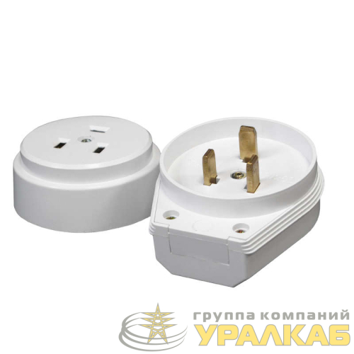 Разъем РШ-ВШ 32А 250В 2P+PE откр. уст. бел. UNIVersal 