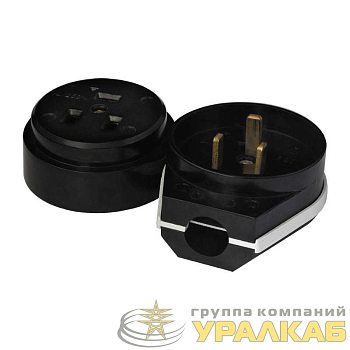 Разъем РШ-ВШ 32А 250В 2P+PE откр. уст. черн. UNIVersal 