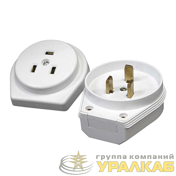 Разъем РШ-ВШ 32А 250В 2P+PE скрыт. уст. бел. UNIVersal 