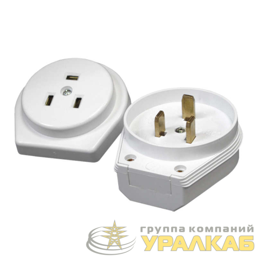 Разъем РШ-ВШ 32А 250В 2P+PE скрыт. уст. бел. UNIVersal 