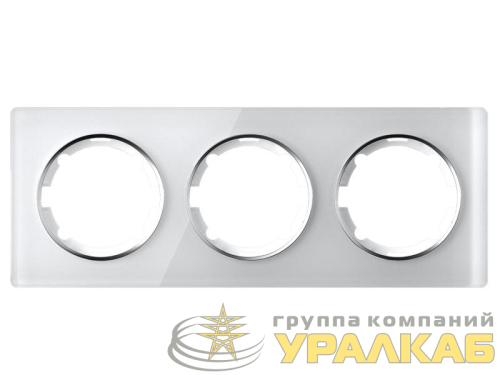 Рамка 3-м Garda горизонт. стеклянная бел. 2E52301300 OneKeyElectro 