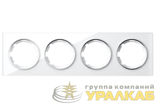 Рамка 4-м Garda горизонт. стеклянная бел. 2E52401300 OneKeyElectro 