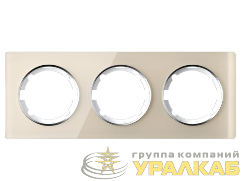 Рамка 3-м Garda горизонт. стеклянная беж. 2E52301301 OneKeyElectro 