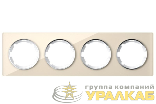 Рамка 4-м Garda горизонт. стеклянная беж. 2E52401301 OneKeyElectro 