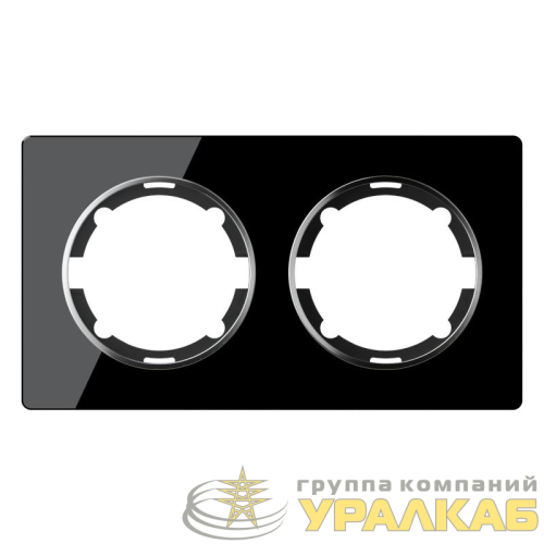 Рамка 2-м Garda горизонт. стеклянная чер. 2E52201303 OneKeyElectro 