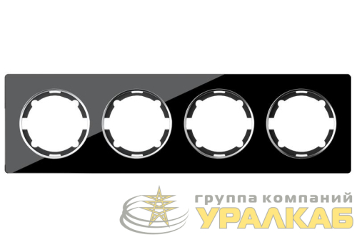 Рамка 4-м Garda горизонт. стеклянная чер. 2E52401303 OneKeyElectro 