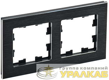 Рамка 2-м BRITE РУ-2-1-БрЧ металл черн. IEK 