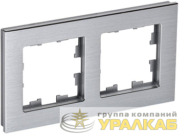 Рамка 2-м BRITE РУ-2-1-БрА металл алюм. IEK 