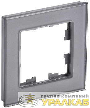 Рамка 1-м BRITE РУ-1-2-БрСе стекло сер. IEK 