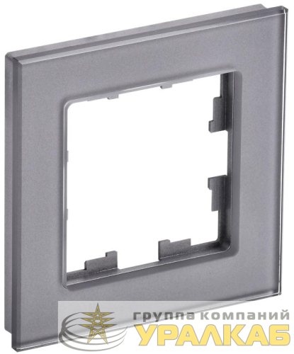 Рамка 1-м BRITE РУ-1-2-БрСе стекло сер. IEK 