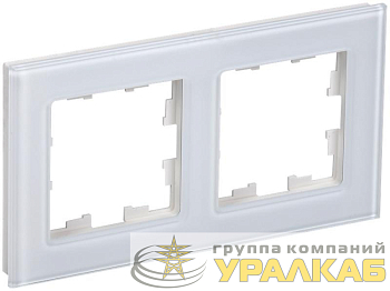 Рамка 2-м BRITE РУ-2-2-БрБ стекло бел. IEK 