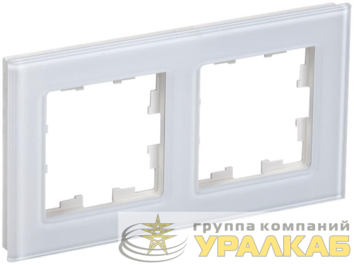Рамка 2-м BRITE РУ-2-2-БрБ стекло бел. IEK 