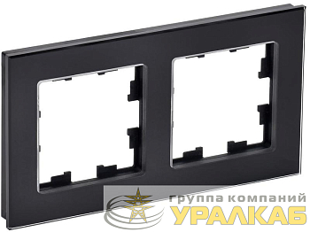 Рамка 2-м BRITE РУ-2-2-БрЧ стекло черн. IEK 